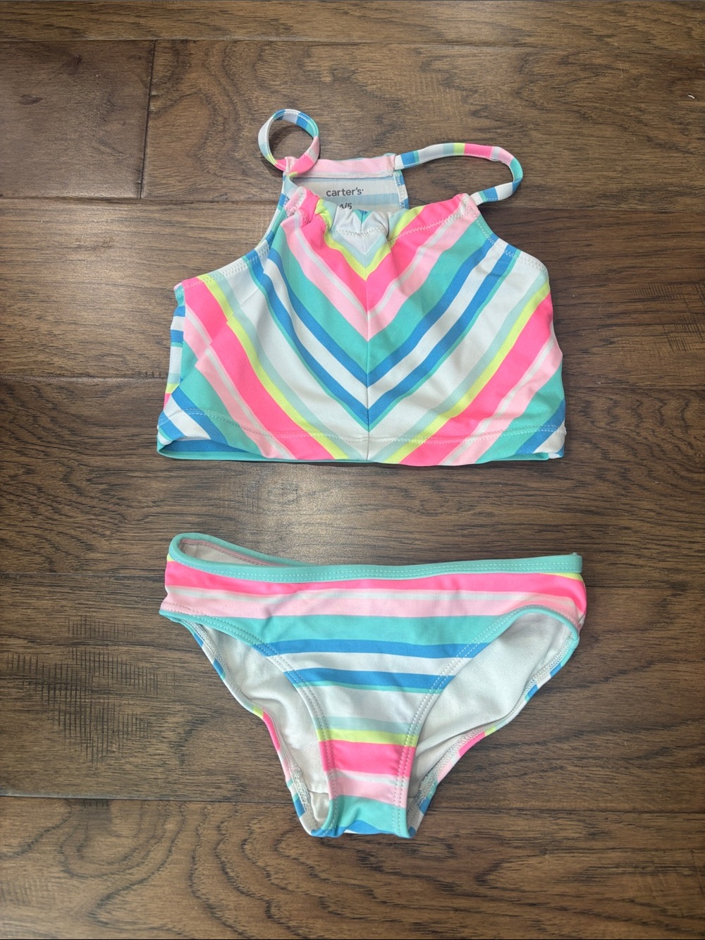 Carter's Pink, Blue, Aqua & Yellow Striped Girls' Two-Piece Swim Set